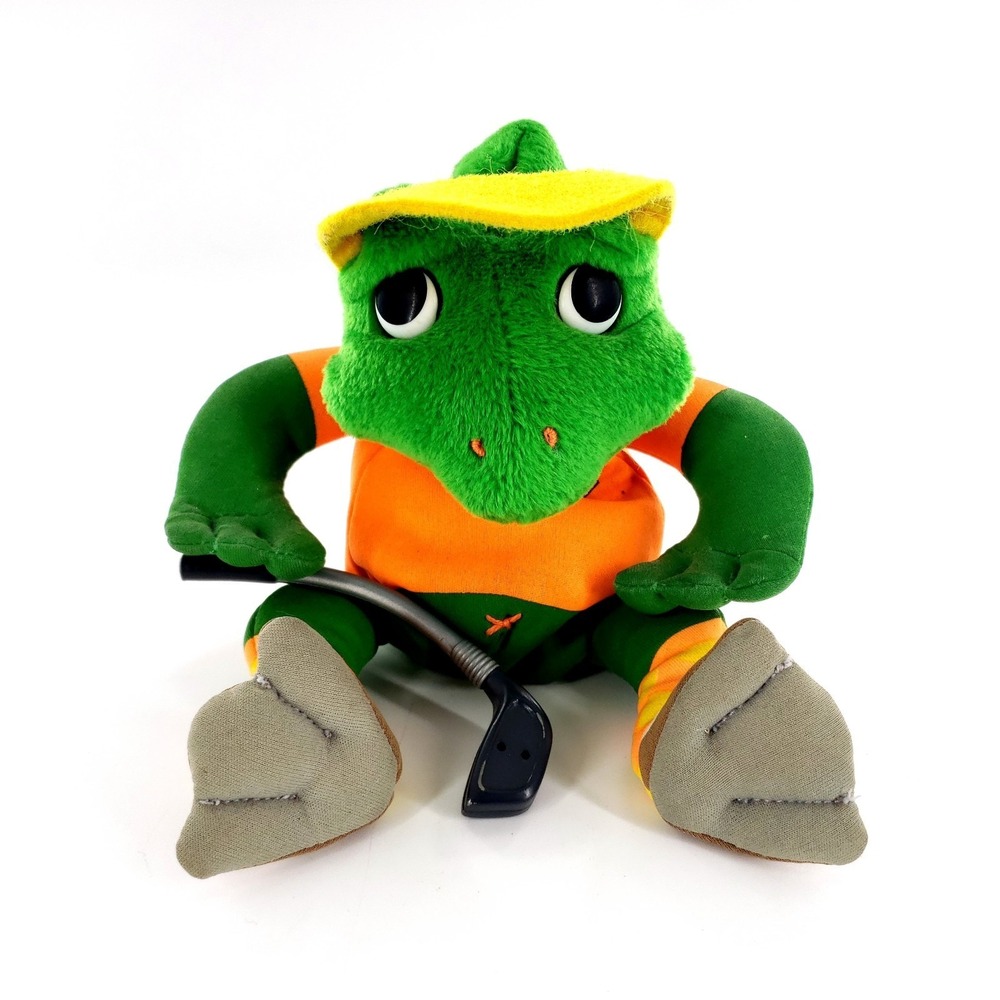 Vintage Gund Frog Golf Player Plush 9" Stuffed Animal